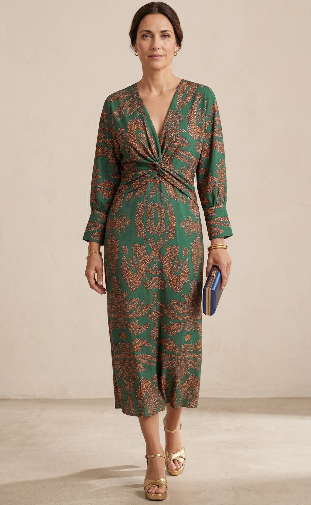 Isadora™ – Elegant Midi Dress with Timeless Charm Print