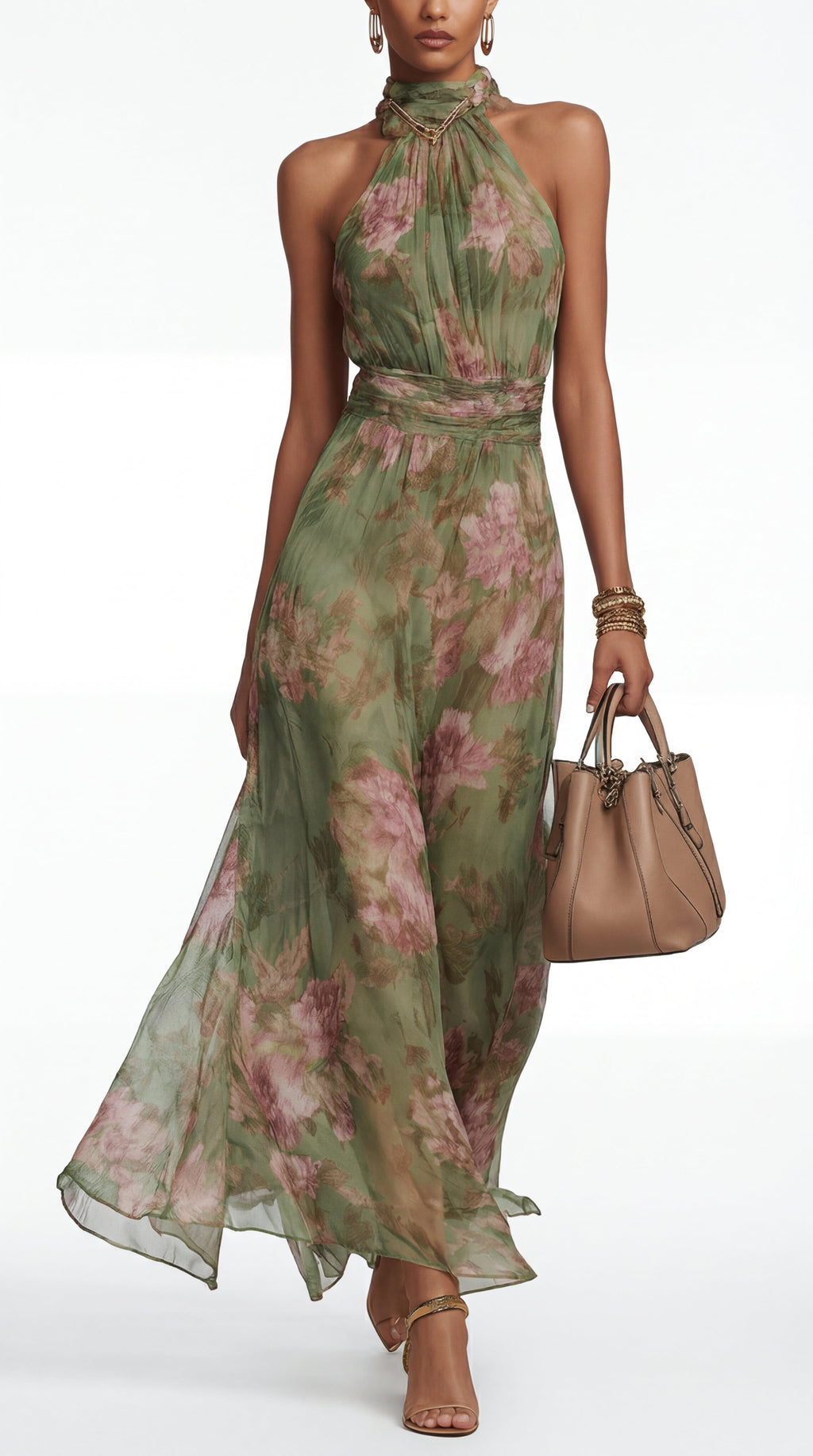 Livia™ | Elegant Floral Maxi Halter Dress